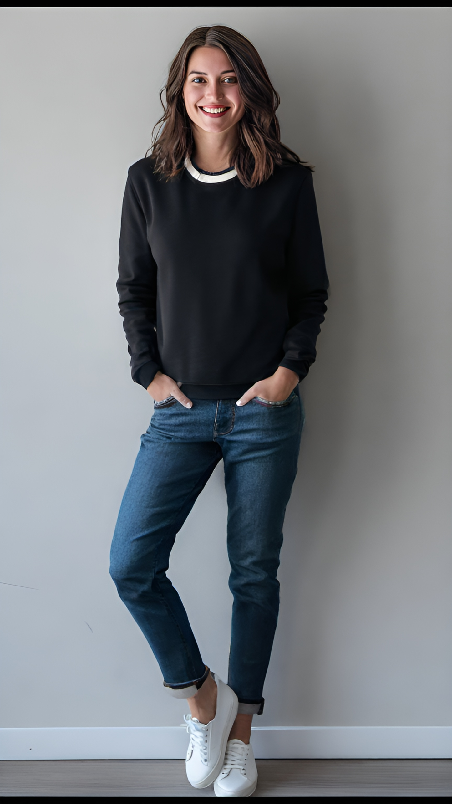 Black Cotton fleece Sweatshirt